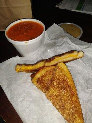 Tomato Basil Soup with Grilled Cheese