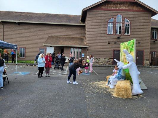Photo ops with the Easter bunny. Every bunny knows Easter is all about Jesus! And if they don't, we enjoy sharing Jesus with those who come.