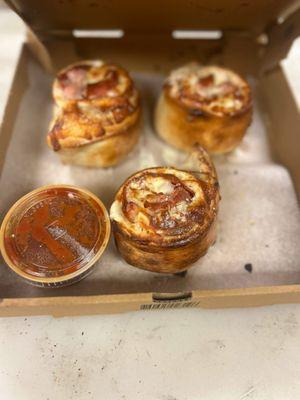 Gourmet pizza and pinwheels