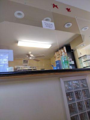 The Front of the office looks very different.