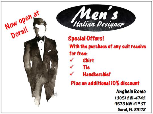 Men's Italian Designers now open at Doral!