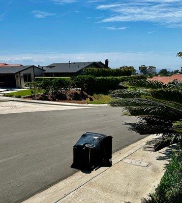 Trashcan emptied but knocked over, third time in as many months Aug 2024