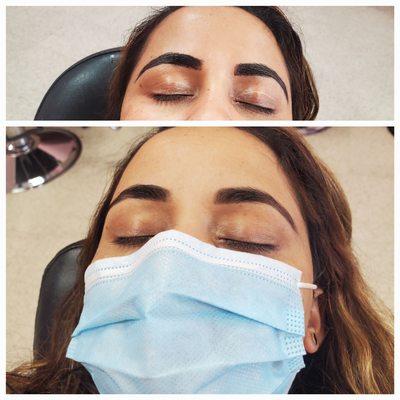 Dark Eyebrows Tint.
Happy client loves her fuller and thicker looking eyebrows. Please come check us out.