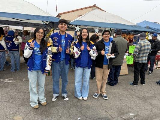 My daughter, Lauren (third from the left) and a few of her bandmates during our fundraiser