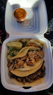 Chicken and beef tacos
