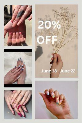 SPECIAL OFFER 
20% OFF All Services
From 06/18 - 06/22