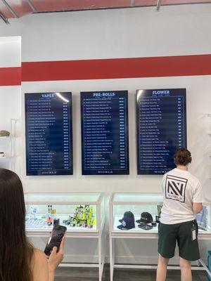 High tech scrolling menus... very helpful to see all the products listed with prices