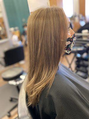 Color correction to natural hair color with highlights!