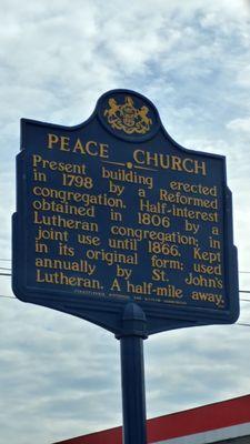 Peace Church historical marker, Mechanicsburg PA
