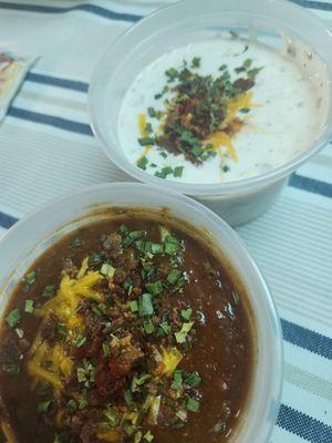 Chili and clam chowder