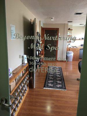 Front door looking into spa