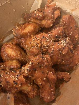 Wings with Sweet Spicy sauce.