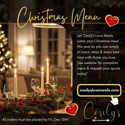 Our Cmas menu is here...taking orders now!