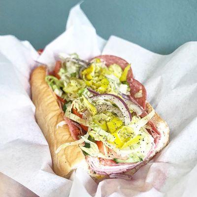 The Italian ~ ham, cotto salami, mortadella, capo lolI, cheese well layered and seasoned perfectly