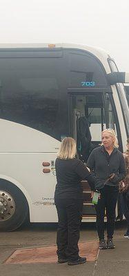 Blonde was the rude bus driver.