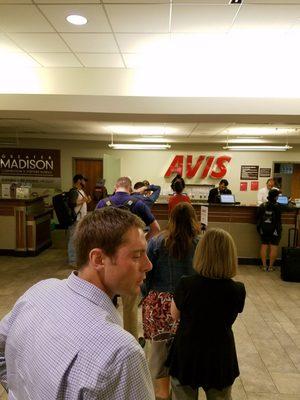 Very long line to get rental car