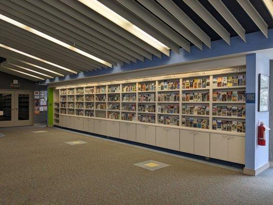 Shelves of brochures