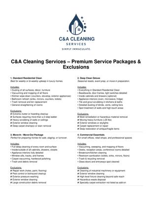 Service Packages we offer