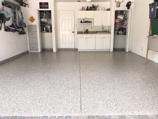 Garage Flooring, concrete resurfacing (Epoxy Flake installation)