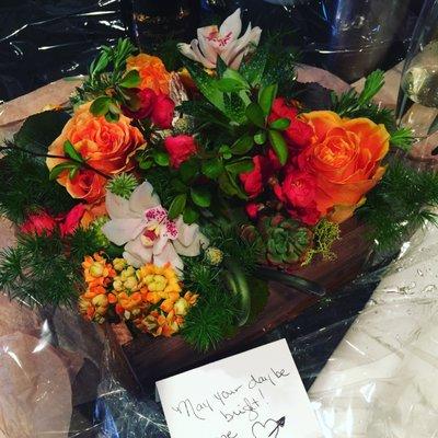 Congrats flowers make the treatment room that much more comforting.