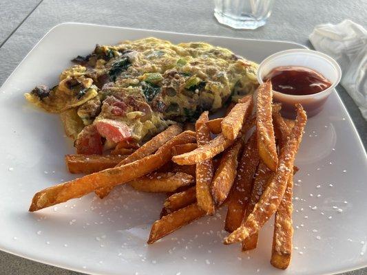 egg omelette with sweet potatoes