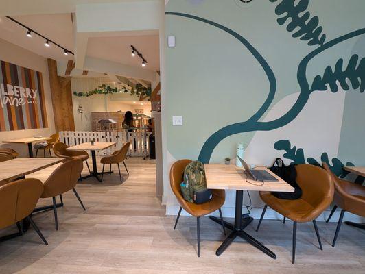 Downstairs seating near the play area