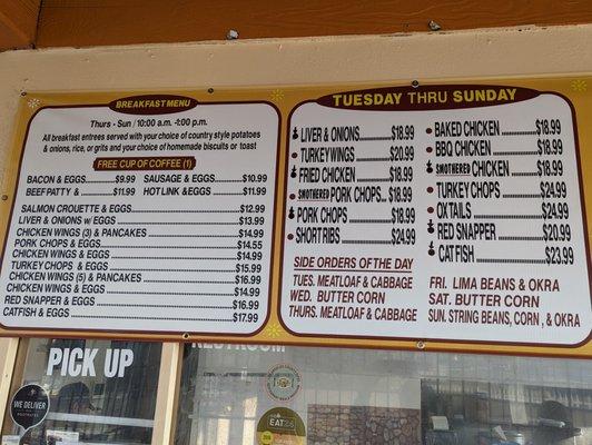 Breakfast & Dinner menus