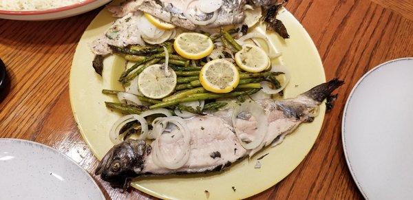 Fresh grilled trout.