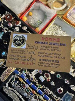 Kimman Jewelers Business Card