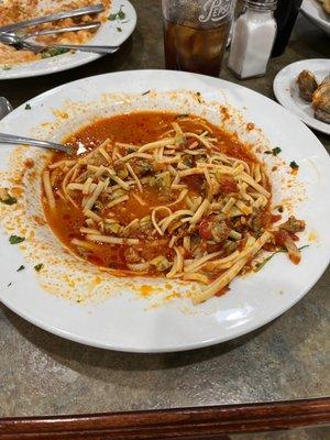 Linguine with Red Clam sauce (what's left of it!)