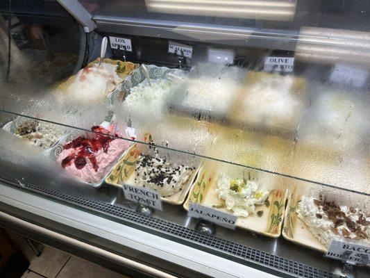 Cooler of different cream cheeses