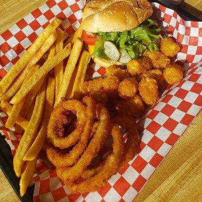 $2.99 Monday's Special: A Cheeseburger with small side.