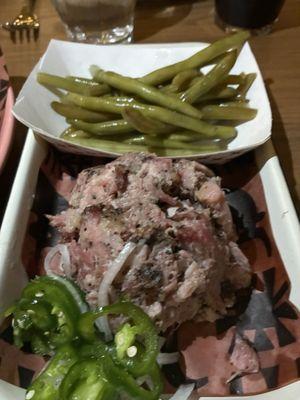 Chopped pork and dill green beans