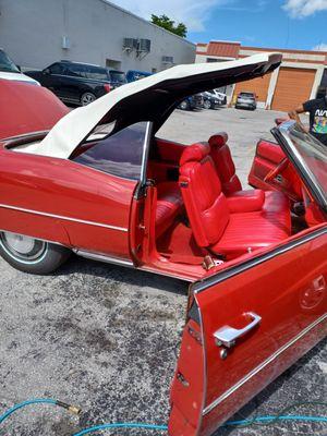 1972 Cadillac El Dorado.
All new interior red vinyl and new convertible top.
Rayco Auto Custom Upholstery.