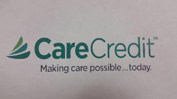 We now accept Care Credit