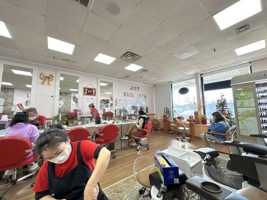 Sitting in pedicure chair