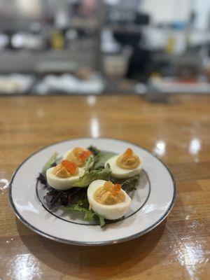 Spicy deviled eggs