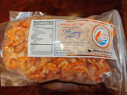 A pound of large dehydrated shrimps. $30.