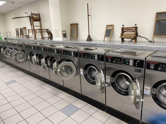 They have regular and extra large washers for clothes or large slipcovers and blankets
