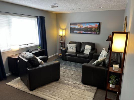 Our bright and comfortable office. Coffee + snacks offered.