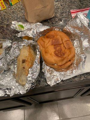 Beef Fajita Torta and California burrito- both were packed with flavor and were large portions, enough to share or for several meals.