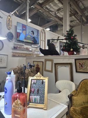 I love the eclectic thrifted art work all over