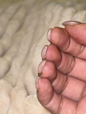 dirty nails, messy polish, super thick and uneven builder gel