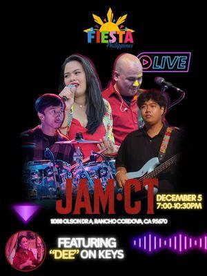 JAM CT BAND DECEMBER 5 @ 7pm! Call to pre order & reserve your food 916-909-8880