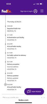 Incorrect address by SDFCU.