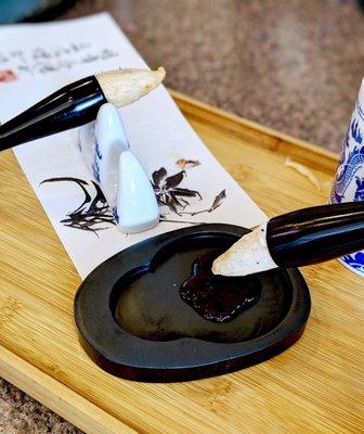Calligraphy Brush Pastries you can dip into fruit jam "ink"