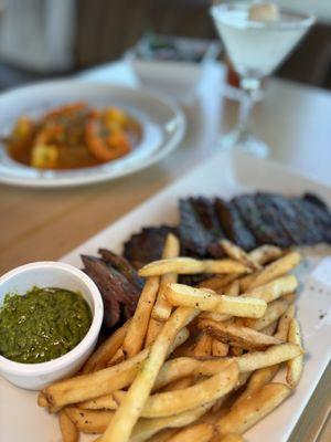 skirt steak, lychee martini and shrimp mofongo