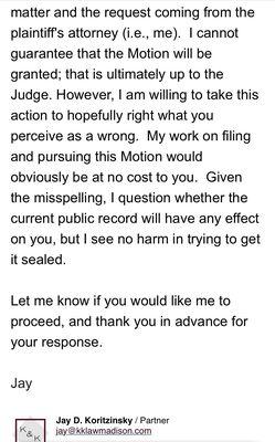 Jay Koritzinsky offering to hide his acts