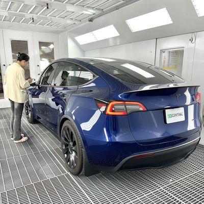 Precise Color Matching in 2021 Tesla Model Y. Final Inspection