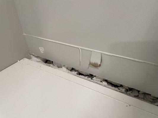 Installation 3 Cutting into my new kitchen wall to correct not centering sink in kitchen cabinet.